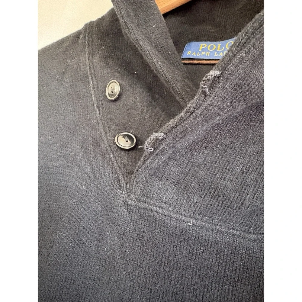 Polo Ralph Lauren Black S Preppy Country Club JerseyShawl Collar PulloverSweater